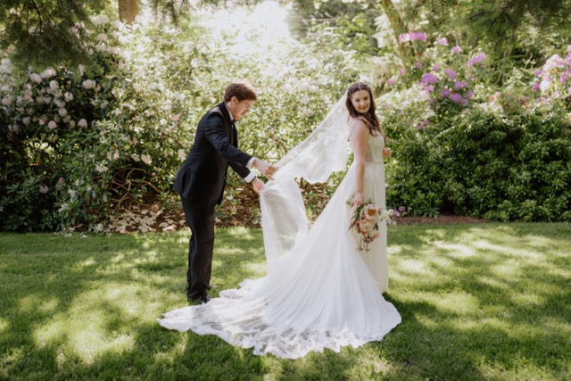 Joyful moment from Liv and David's wedding day